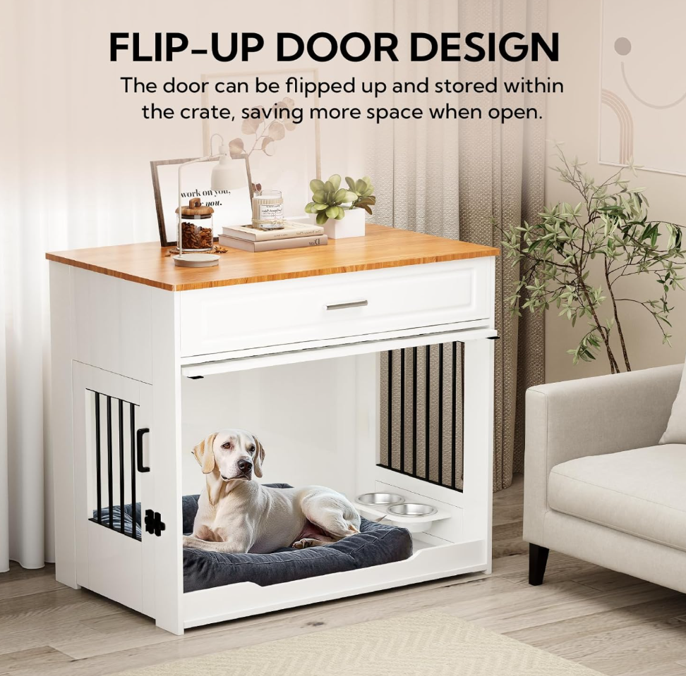 Dog crate flip-up design